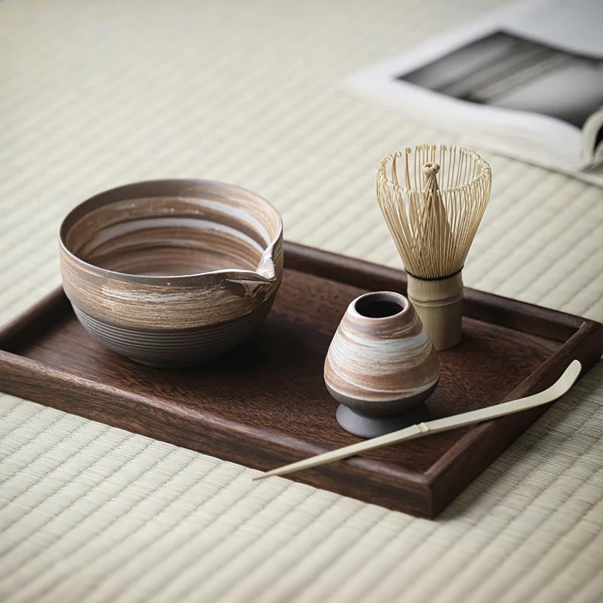 AnT Tea Ceremony Matcha Set set tea Matcha tea ceremony matcha bowl gift wrapping perfect gift for tea ceremony - 4-piece (matcha bowl, 100-prong