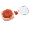 Pin Cushion Kit Cute Pumpkin Shape Pin Cushion Wooden Base with Finger Ring Pincushions Sewing Pins