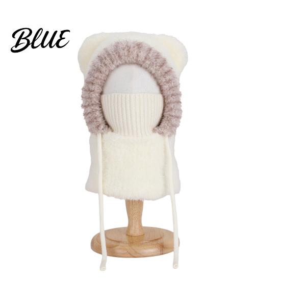 Soft Baby Hat Lightweight Kids Styling Warm Bear Ear Children Plush Windproof Winter with Face