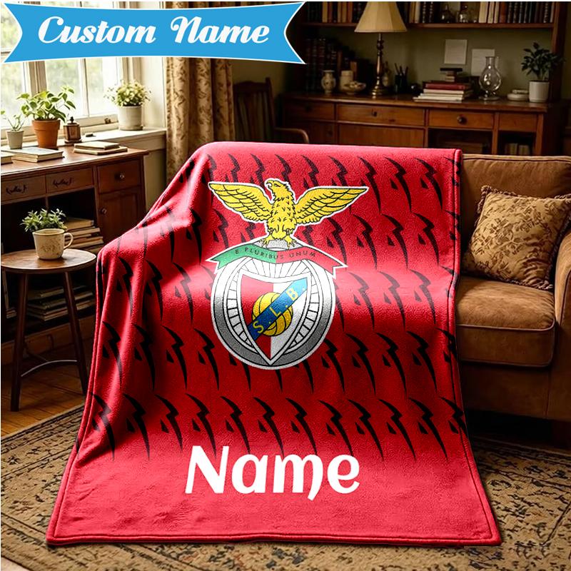 Benfica Wappen Decke mit individuellem Namen Leicht Ideal als Bettdecke Perfekt für Reisen, Camping, Wohnzimmer, Sofas, Weihnachtsgeschenk
