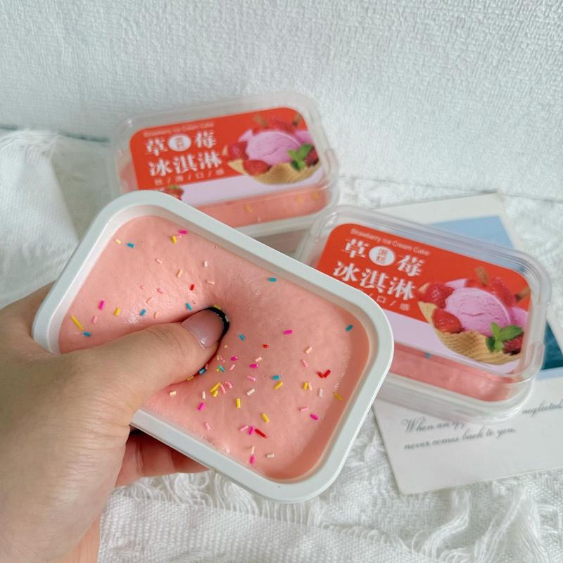 Squishy Simulated Ice Cream Cake Stress Relief Fidget Toy Slow Rising Soft Texture Sensory Toy for Kids Holiday Gift Adults