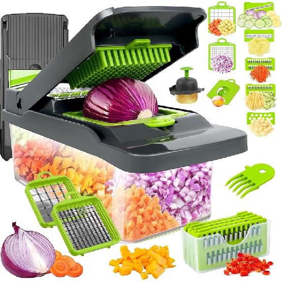 Vegetable Chopper Veggie Chopper,Mandoline Slicer,Multifunctional 12 in 1 Food Choppers, Kitchen Vegetable Slicer Dicer Cutter,Onion Mincer,Cheese