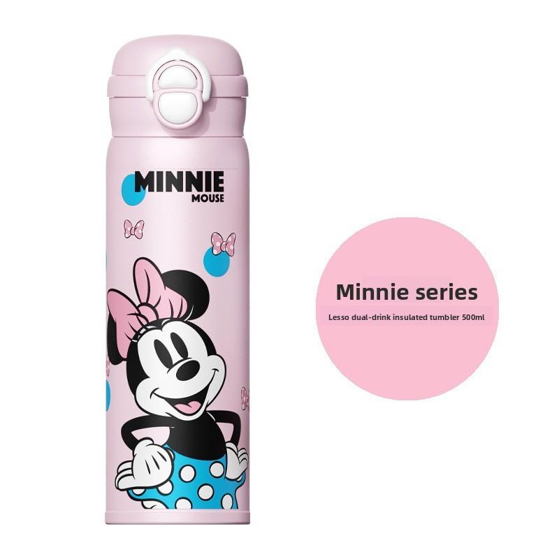 Mickey Mouse Kids Insulated Water Bottle With Straw Lock For School Portable Drinkware