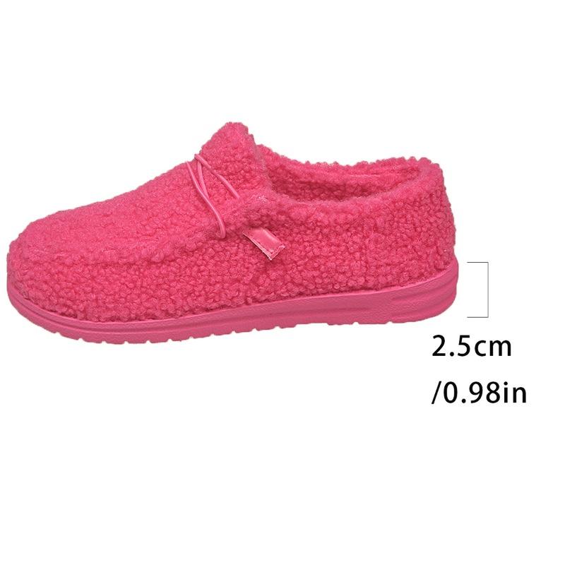 Plus - Size Women's 2025 New - Style Korean - Style Fleece - Lined Fuzzy Sheepskin - Lined Driving Moccasins for Winter - Outdoor Wear, Flat - Soled