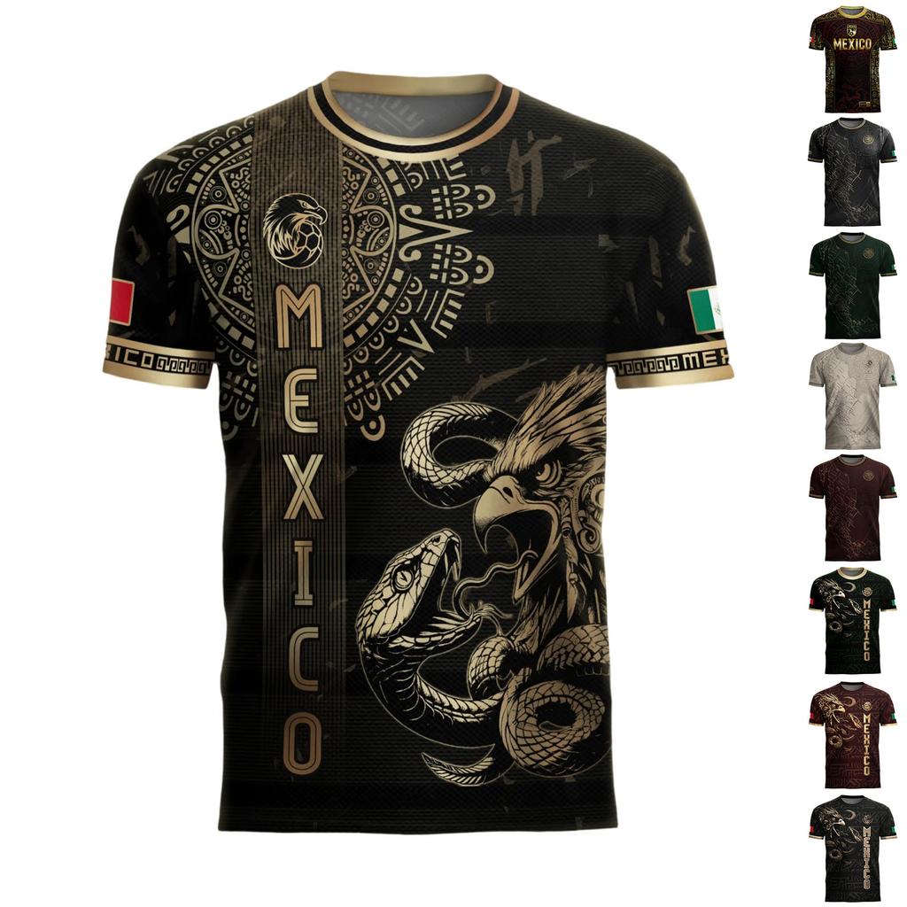 Men's Casual Short Sleeve T-Shirt Mexico Themed Graphic Print Lightweight Breathable Athletic Top