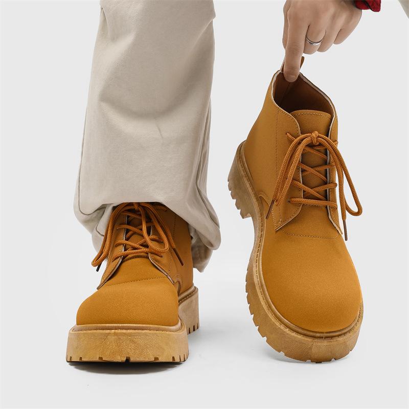 

Туфли Z36 мужские осенние новые универсальные трендовые брендовые британские платформа кэжуал кожаные нескользящие с большим носком кожаные туфли мужские 39 жёлтый