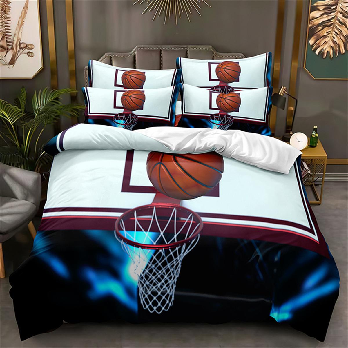 Basketball Cartoon Bedding Sets Exquisite Bed Supplies Set Duvet Cover Bed Comforter Set Bedding Set for Boys Birthday Gifts 135x200cm