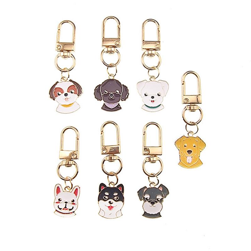 Metall Emaille Hund Tier Schlüsselanhänger Cartoon Kawaii Französische Bulldogge Golden Retriever Haustier Anhänger Tasche Airpods Box Autoschlüsselanhänger Schmuck