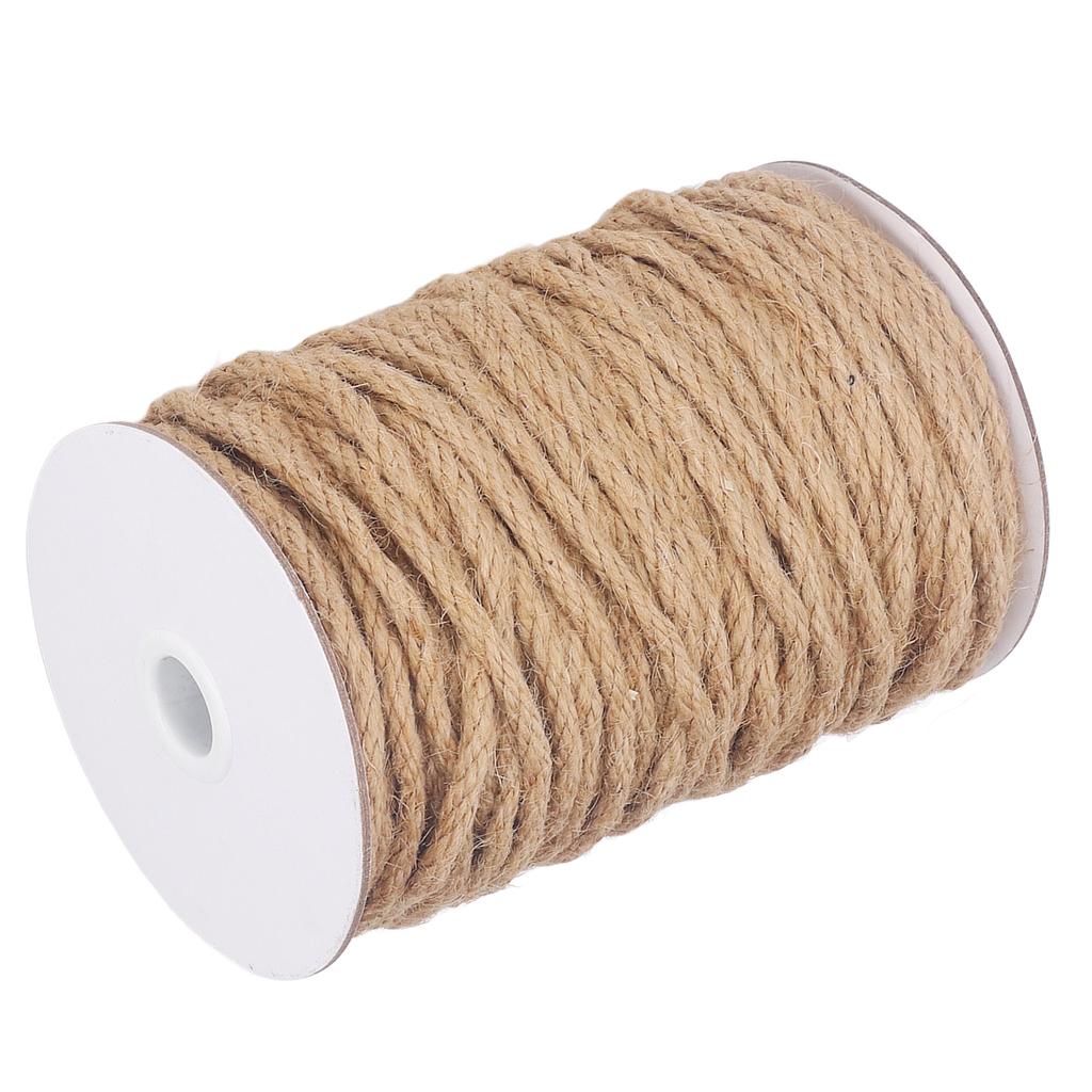 Jute Twine 50M Length 5mm Diameter 4 Strand Jute String Rope DIY Handcraft Accessory Home Decoration