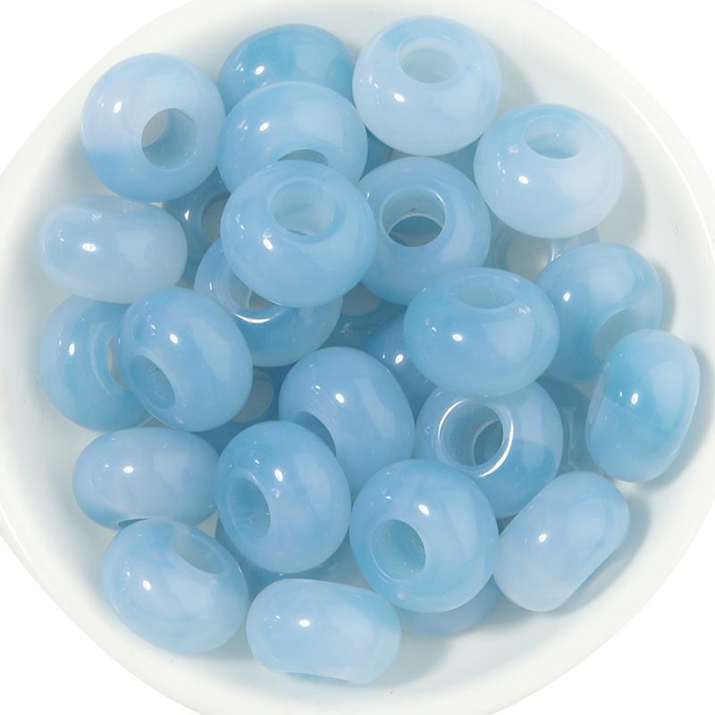 50Pz 14X8mm Perline Acriliche Multicolore Alta Qualità Foro Grande Perline Distanziatrici Sfuse Per Gioielli Fai da Te Braccialetti Collane Accessori