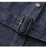 Retro Jacquard Denim Slimming Mid-Length Dress for Women - Summer Style