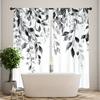2pc Black and white floral pattern curtains   polyester fabric   machine washable   suitable for bedroom and living room decoration
