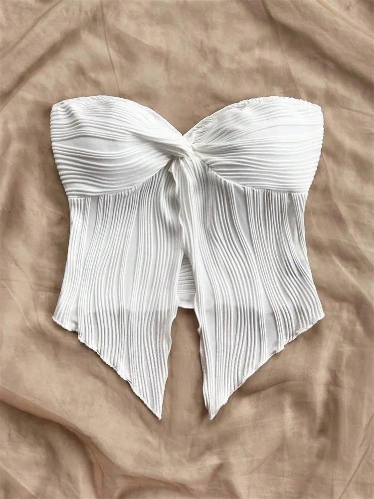 Tank Top phumee Twist Knot Front Off the Shoulder Floral Print A2425