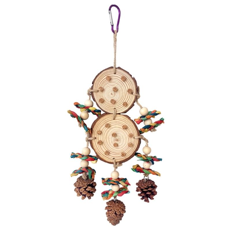 

Natural Wood Bird Chewing Toy For Parakeets Conures Finches CornHusks Pulling Cork Toy for Parrots Mental Stimulation 1