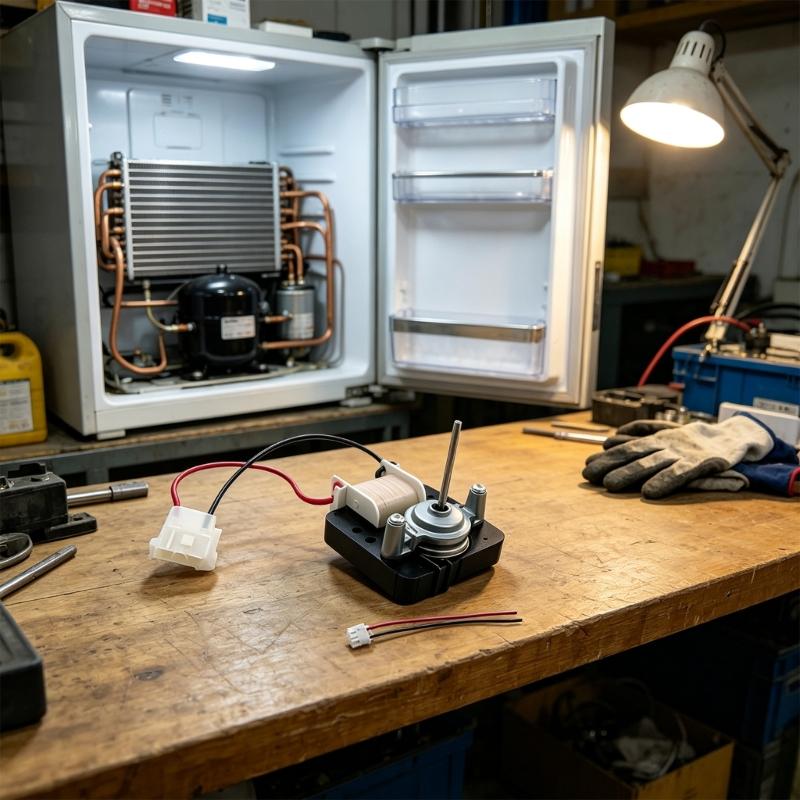 Kühlschrank Lüftermotor Einheit WR60X10238 für Kondensatorlüfter Ersatz, Enthält Montagehalterung und Drahtverbinder für die Gerätepflege