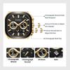 Mens Square Chronograph Watches Stainless Steel Wrist Watch with Date Luminous Hands Waterproof