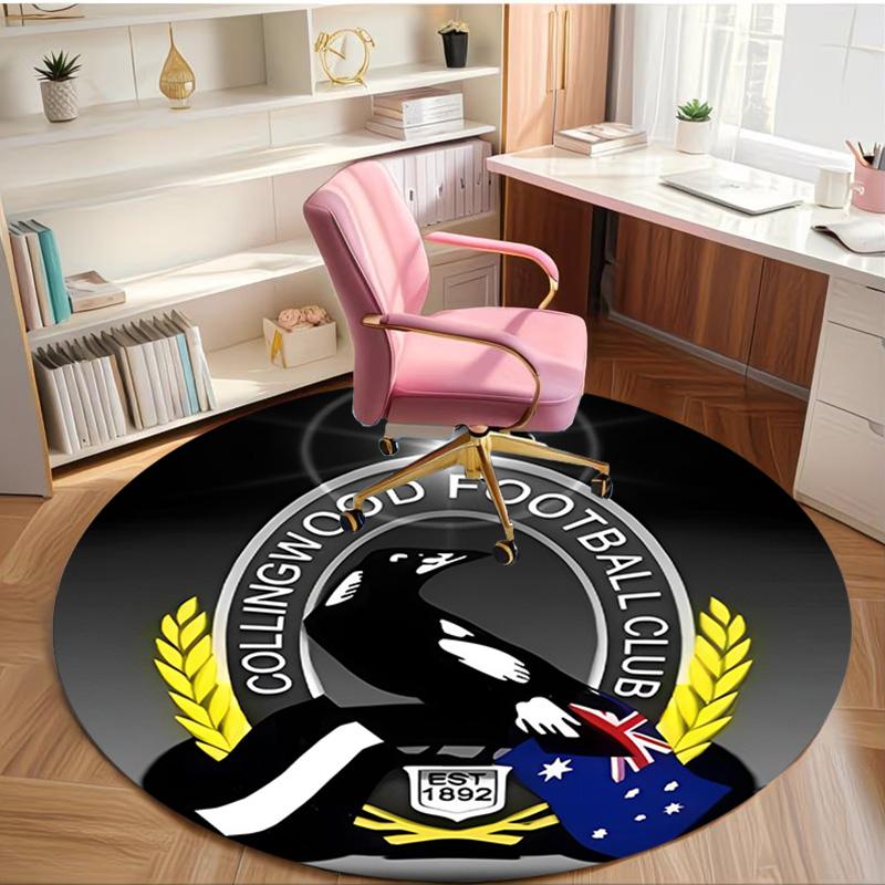 Collingwood Magpies Print Round Rug, Washable Floor Carpet, For Entryway Dorm Laundry Room Office Study, Home Decor Birthday Christmas Gift