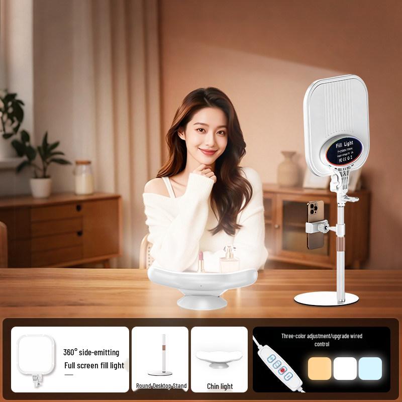 Live Streaming Soft Face Light with Desk and Floor Stand for Beauty and Photography