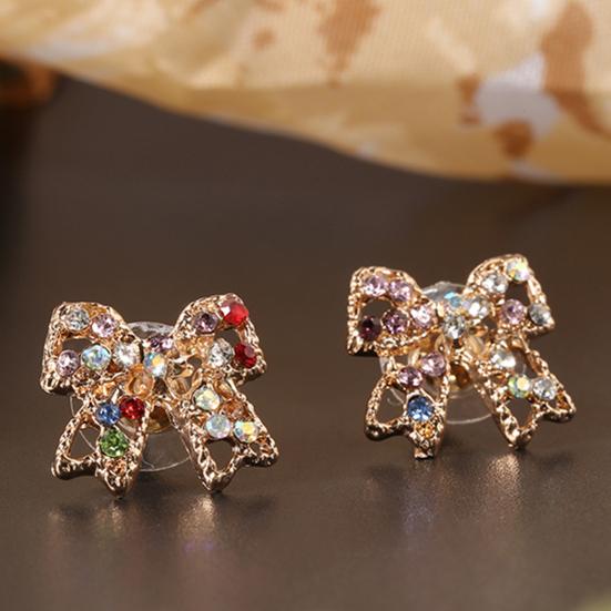 1 Pair Ear Jewelry Gold Plated Anti-rust Jewelry Gift Shiny Bowknot Ear Clips for Clubs