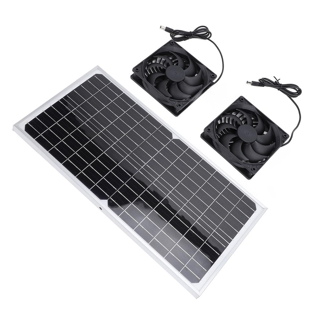 Solar Powered Exhaust Fan 16W Monocrystalline Silicon Solar Panel Dual Ventilation Fan Kit for Pet House Chicken Coop Greenhouse