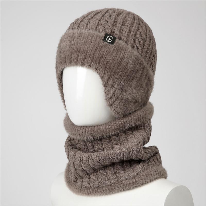 Hat Men's winter knitted wool hat Thickened ear protectors Warm and cold cotton hat
