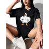 Funny Duck Print Casual Sports Printed T-shirt Woman Cotton Round Neck Running Fitness Short Sleeves Tops Women's Activewear