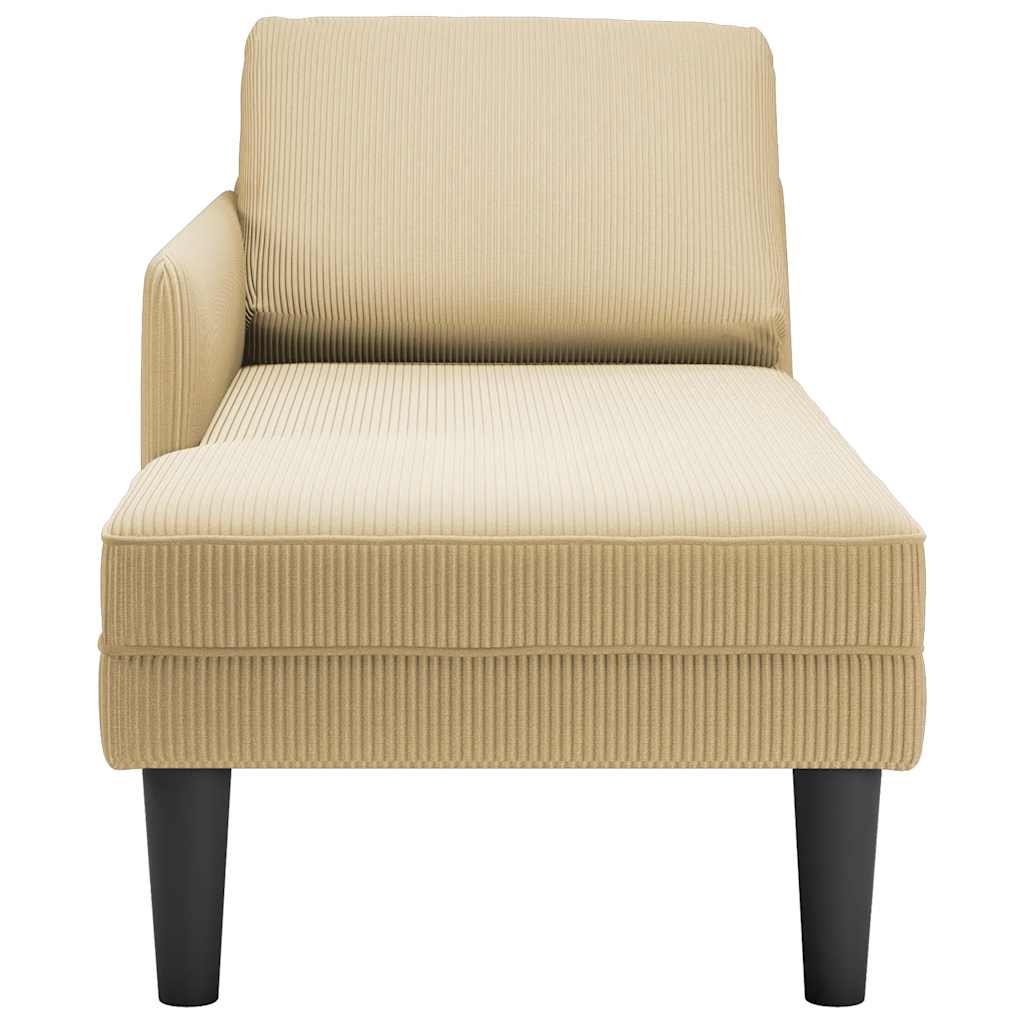 Grey Green Cord Chaiselongue with Cushion