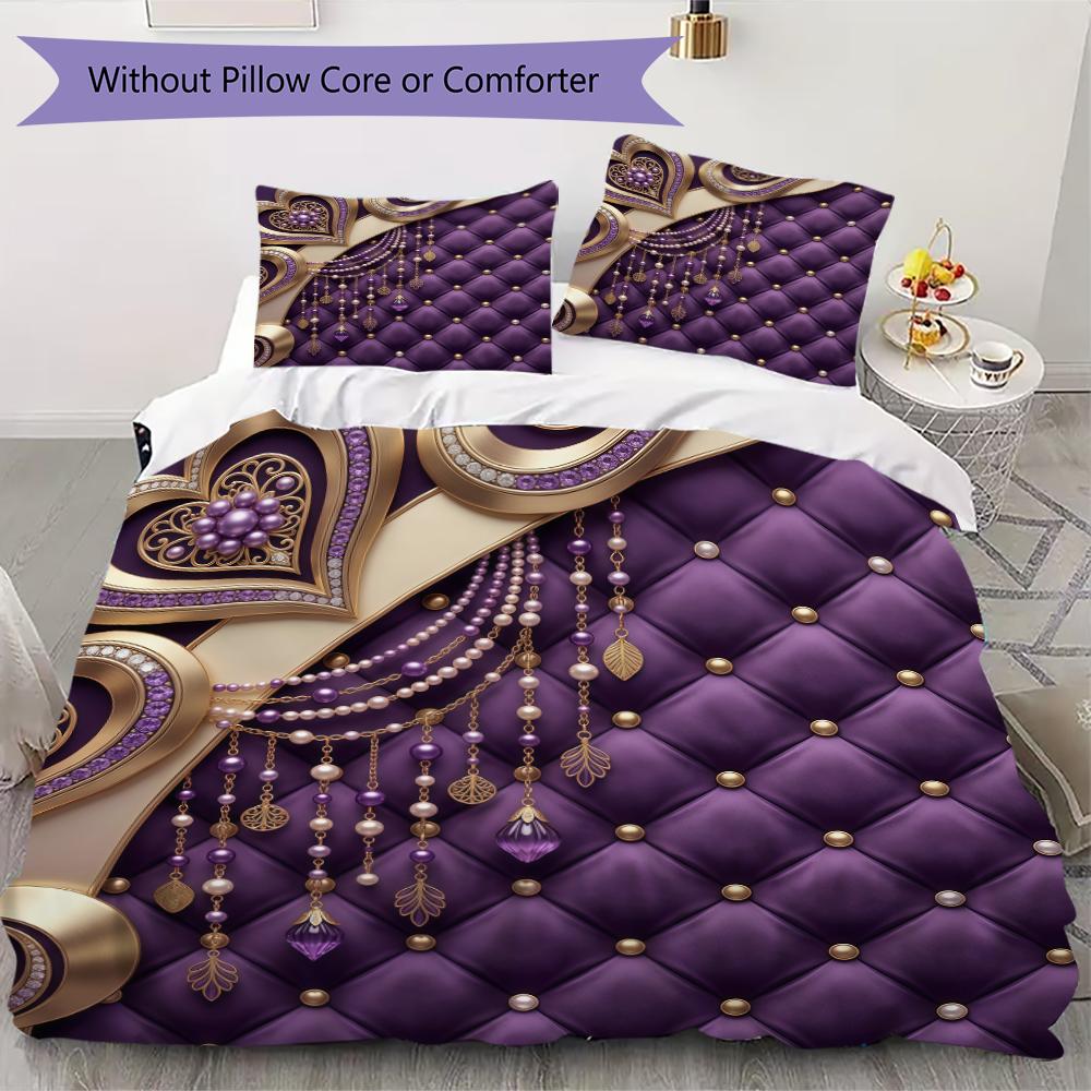 Gorgeous Heart Pattern Bedding uilt Set uilt Cover Pillowcase Home Decoration Birthday Gift (1 * duvet cover + 2 * pillowcase without core)