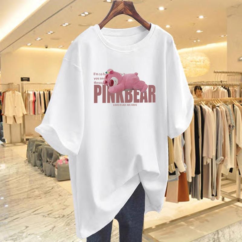 

Pure cotton fat mm large size letter short-sleeved t-shirt women s summer new loose casual short-sleeved bottoming shirt top S