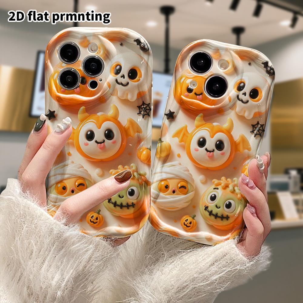 Phone case: 2D flat design, suitable for iPhone 18 17 16 15 14 13 Pro protective case, cute Halloween character, perfect Halloween and Christmas holid