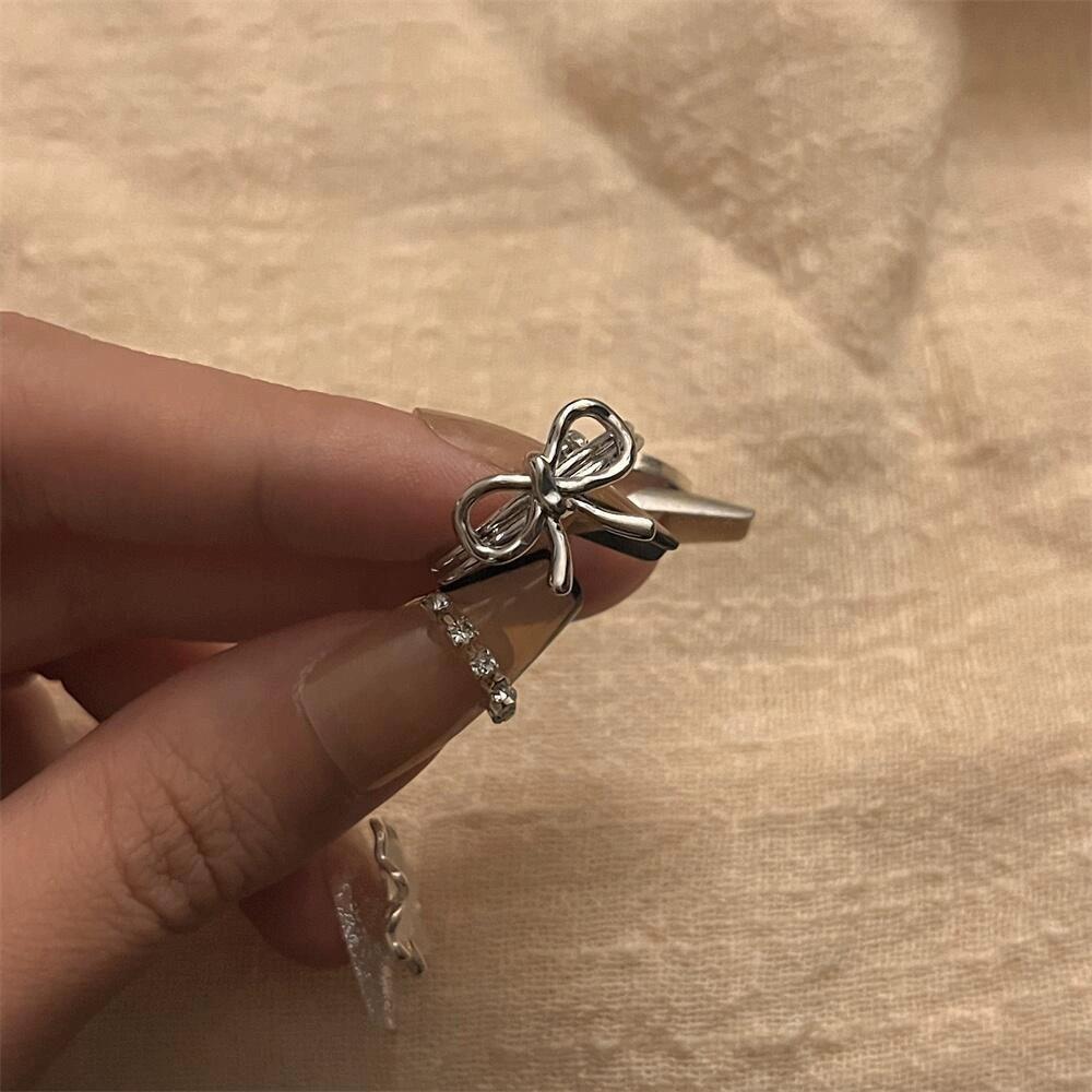 Fashion Bow Ribbon Rings For Women Sweet Cute Geometric Bow Opening Adjustable Rings Wedding Party Jewelry Gifts