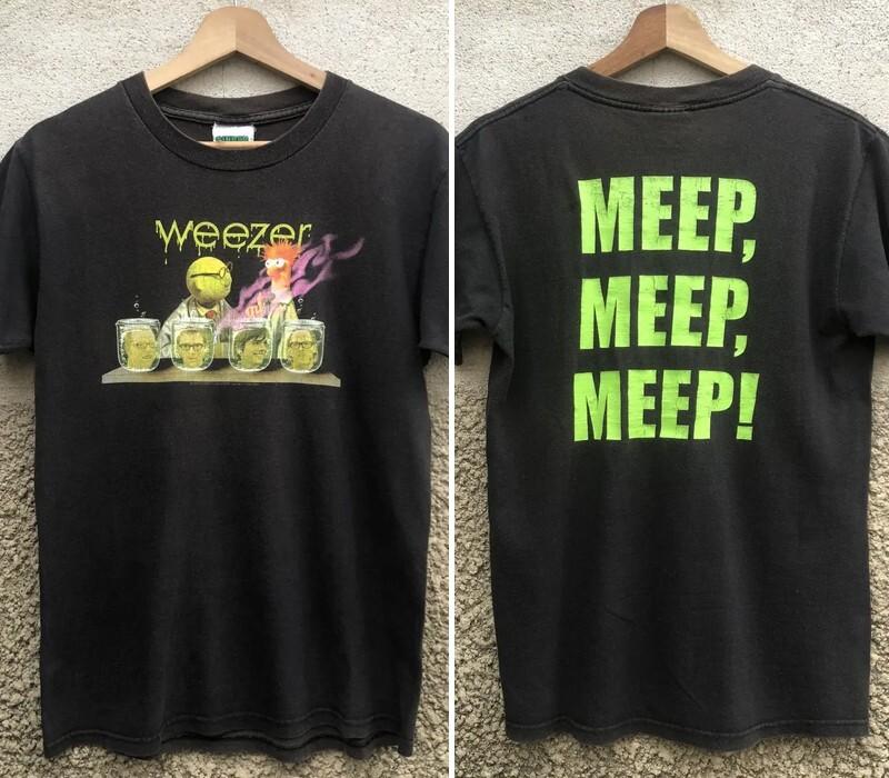 2002 Weezer Tshirt Muppets Jim Henson 2 side 90s Black T shirt NH18550 Unisex T-Shirt M