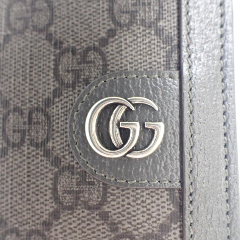 Gucci 760238 Bifold Wallet Gray GG Supreme Canvas/leather Mens
