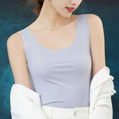 Women's Ice Silk Tank Top Sleeveless Camisole Scoop Neck Top Basic Summer