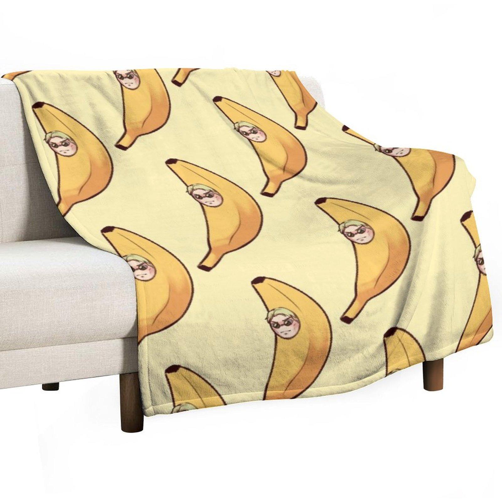 banana nanami Throw Blanket for winter Cute Plaid Sofas Bed Fashionable Blankets 30x40in