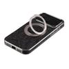For iPhone 17 Pro Max Kickstand Phone Case Flower Imprint Genuine Cow Leather Back Cover Compatible with MagSafe
