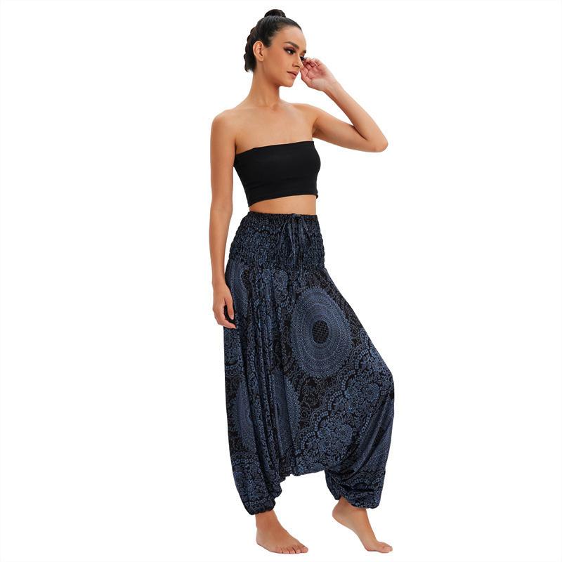 Bohemian Pants Women Pantalones Mujer Hippie High Waist Rayon Harem Baggy Boho Yoga Beach Wear Calca Printed