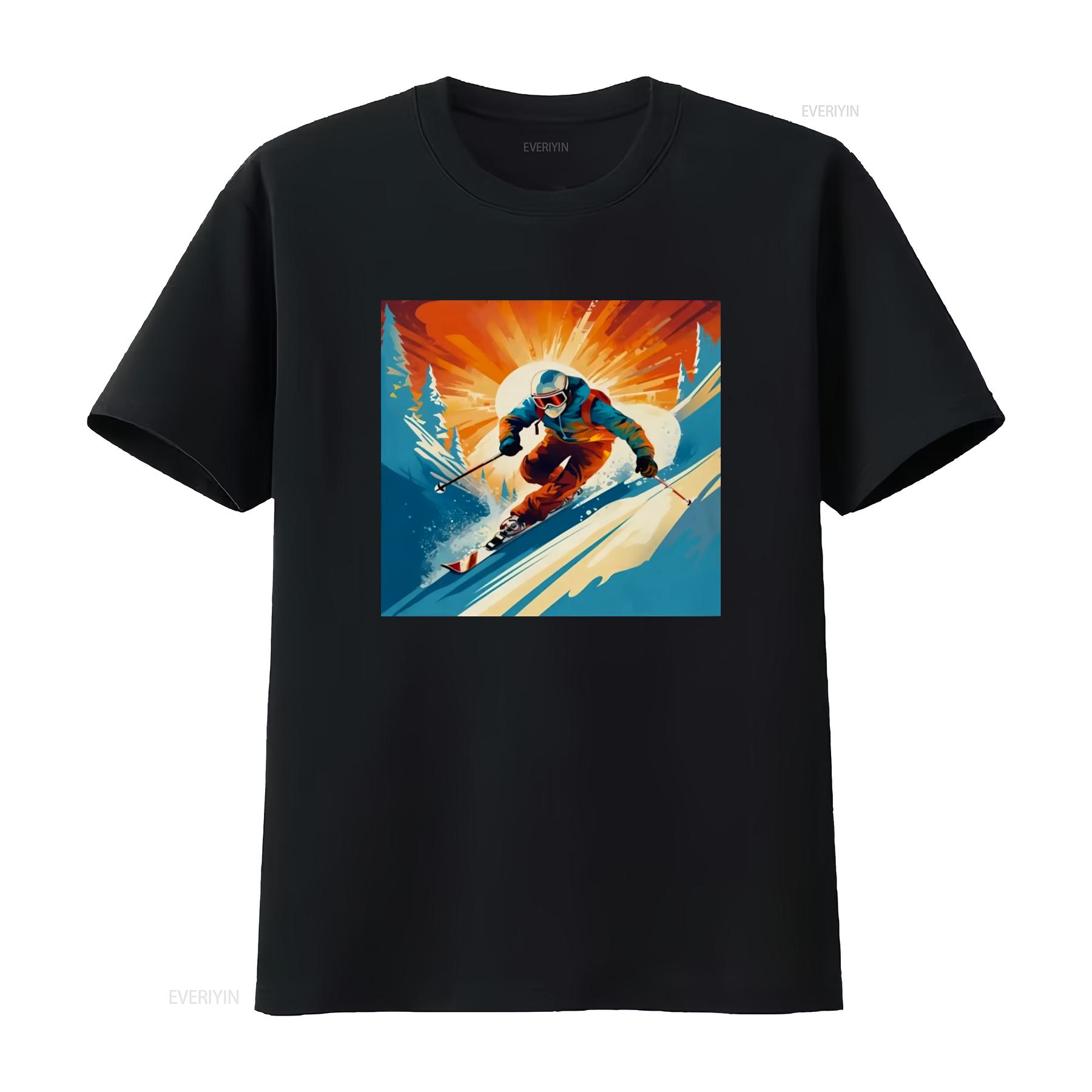 

Telemark Skier T Shirt Retro Carving Vintage Adventure Skiing Ride Tele Long or s vintage Washed streetwear Comfortable 4XL