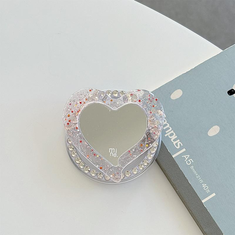Magnetic Magsafe Mobile Phone Airbag Holder Glitter Sequins Love Mirror Portable Creative Makeup Mirror