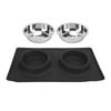 Pet Bowl Silicone AntiSlip Foldable Water Dish Feeding Dual Bowl for Small Medium Dogs Cats(Black )