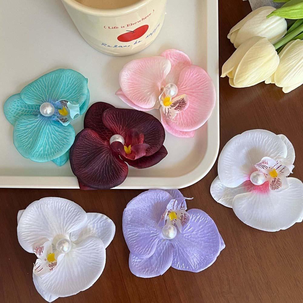 Bohemian Style Butterfly Orchid Hair Clip Sweet Women Side Clip Simple Orchid Flower Hairpin  Party
