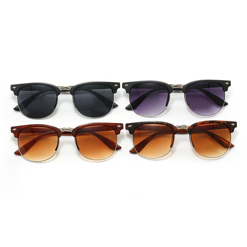Classic Retro Half Frame Sunglasses Fashion Men Women Large Frame Sun Glasses Outdoor Travel Driving Sunglasses UV400 Protection