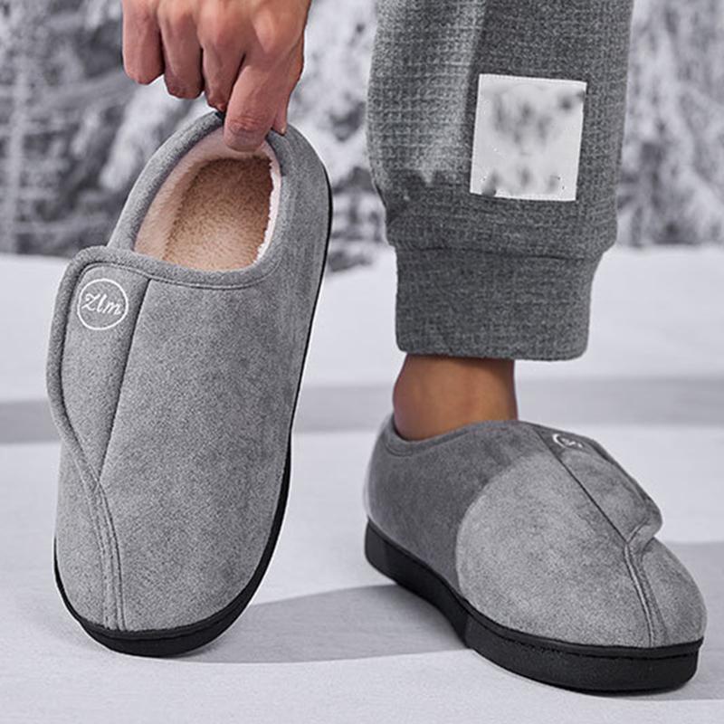 Fashion Hook and Loop Cotton Slippers for Women Indoor Soft Non Slip Fluffy Slides Woman Letter Embroidery Plush Slippers Female