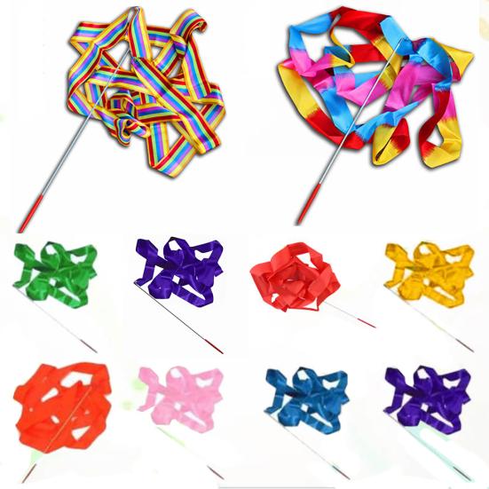 4M Colorful Dance Ribbon Gym Rhythmic Art Gymnastic Streamer Twirling Rod Stick