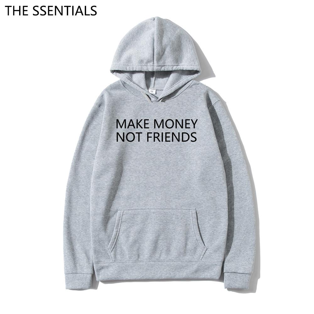 MAKE MONEY NOT FRIENDS Hoodie Fashion Unisex Letter Print Hooded Pullover Sudadera Unisex Streetwear Sweatshirts Hoody Tops Clothes