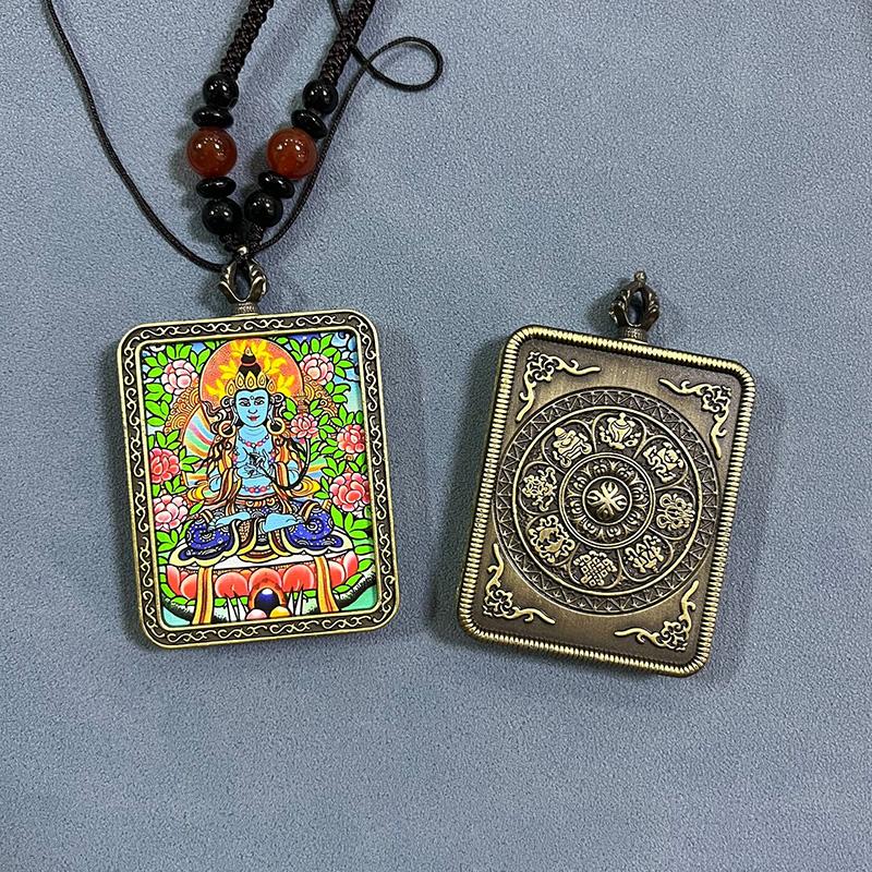 men and women Lucky Talisman decorative pendant alloy material Buddhist figure painting thangka Wealth Luck Feng Shui Decor