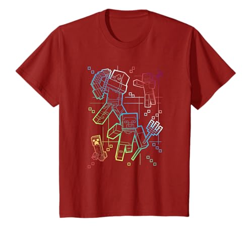 Minecraft Group Shot Rainbow Collage T-Shirt