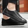 Fashion Spring Casual Men's Shoe Series Features Split Leather and Breathable Cushioned Shoes with Mesh, Sizes 37-46