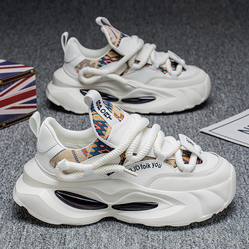 

Новые модные мужские кроссовки Four Seasons с толстой подошвой для студентов и мальчиков, трендовые кроссовки с мягкой подошвой, дышащие, повседневные кроссовки для бега 44 белый