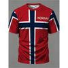 Men's Novelty T-shirt, Norwegian Flag Design, Great for Daily Wear and Travel, Unique Nordic Style